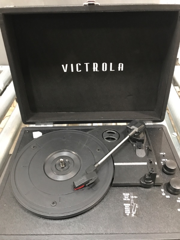 Photo 2 of Victrola Vintage 3-Speed Bluetooth Portable Suitcase Record Player with Built-in Speakers | Upgraded Turntable Audio Sound| Includes Extra Stylus | Black, Model Number: VSC-550BT-BK, 1SFA