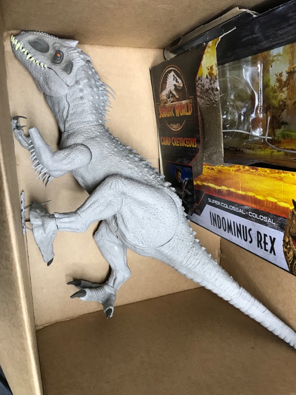 Photo 3 of *NCOMPLETE***Jurassic World Camp Cretaceous Large Dinosaur Toy, Super Colossal Indominus Rex Action Figure 3.5 Feet Long with Eating Feature???