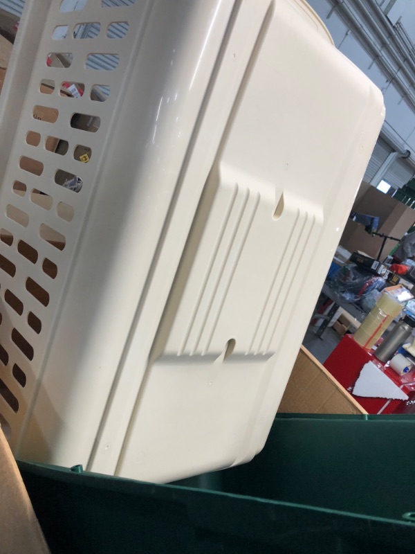 Photo 1 of **used item & cracked**
Ruffmaxx Plastic Dog Kennel, Tan/Green, 36L