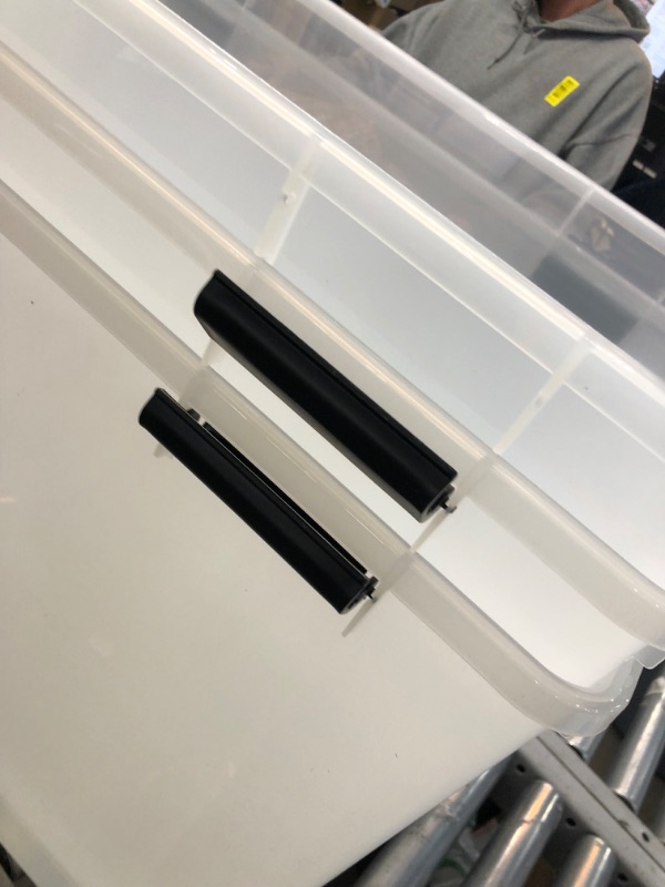 Photo 1 of **major cracks on plastic, view photos**
IRIS USA, Inc. UCB-XL Weathertight Plastic Storage Bin Tote Organizing Container with Durable Lid and Seal and Secure Latching Buckles, 156 Qt. - 3 Pack, Clear/Black
