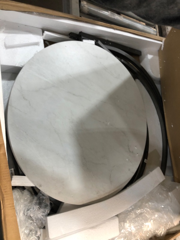 Photo 8 of **opened**
Nathan James Stella Round Modern Nesting Set of 2, Stacking Living Room Accent Tables with Wood, Glass or Faux Marble and Powder Coated Metal Frame, White/Gunmetal White/Gunmetal Nesting
