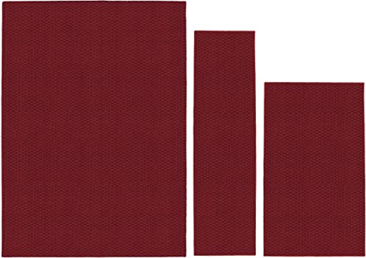 Photo 1 of  Square 3 Piece Area Rug Set (5'x7', 3'x4', 24"x60") Chili Red
