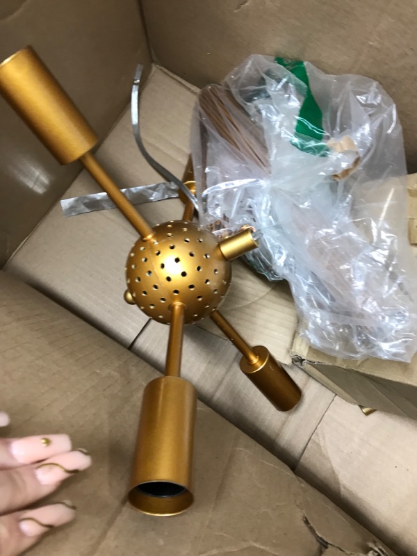 Photo 1 of 27 Inch Astra Sputnik Semi Flush Mount Lamp Gold Spike Starburst Light Mid Century