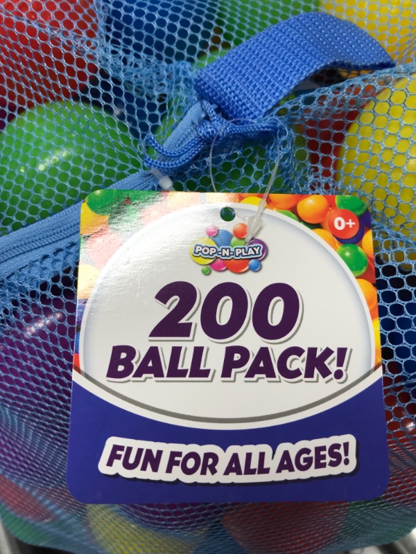 Photo 2 of 200 Ball Pit Balls for Kids – Plastic Ball Refill Pack for Kids | Phthalate and BPA Free Non-Toxic Plastic Ball Pack | Reusable Storage Bag with Zipper – Sunny Days Entertainment