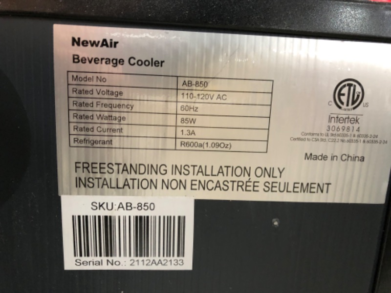 Photo 2 of (NOT FUNCTIONAL)NewAir 17 in. 90 (12 oz.) Can Freestanding Beverage Cooler Fridge with Adjustable Shelves, Stainless Steel
**DOES NOT GET COLD , LIGHT DOES NOT TURN ON, PARETS ONLY**