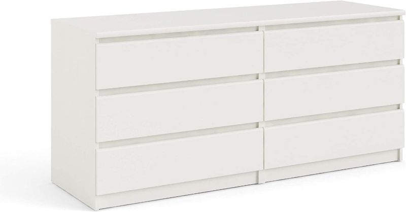 Photo 1 of ***BOX 1 OF 2*** Tvilum Scottsdale 6 Drawer Double Dresser, White Wood Grain
