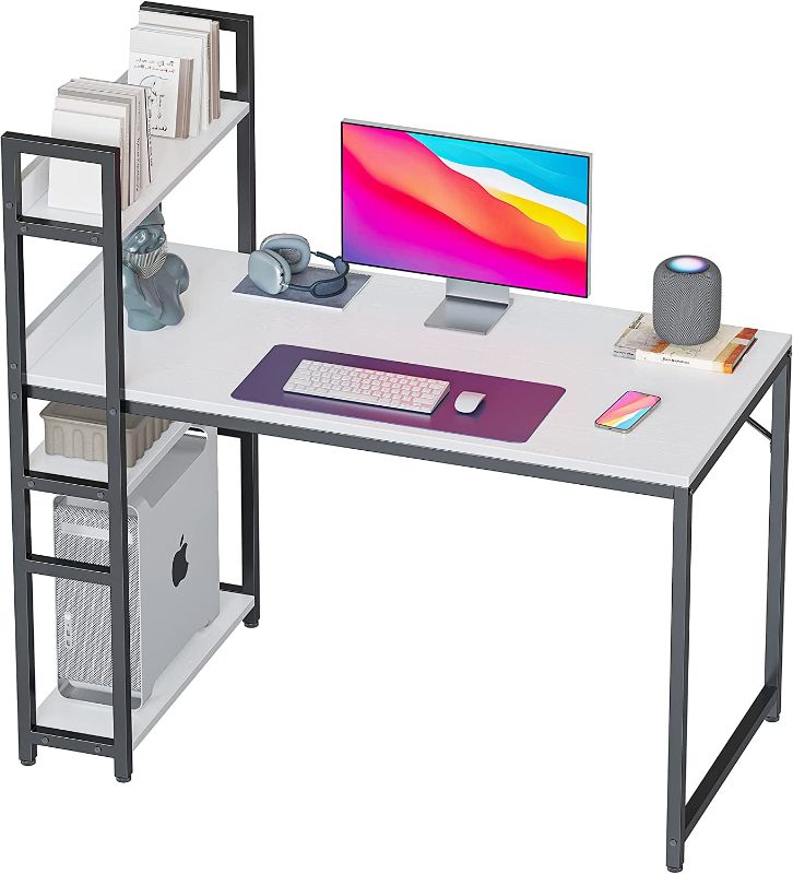 Photo 1 of CubiCubi Computer Desk 40 inch with Storage Shelves Study Writing Table for Home Office,Modern Simple Style,White
