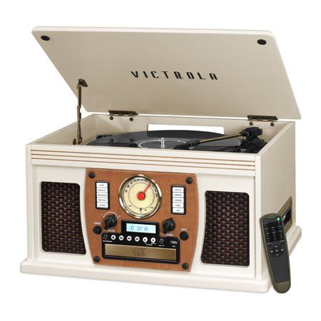 Photo 1 of Victrola Wood 8-in-1 Nostalgic Bluetooth Record Player with USB Encoding and 3-Speed Turntable - White