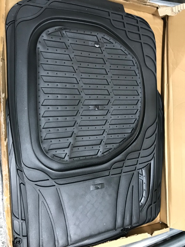 Photo 3 of Motor Trend - MT-923-BK 923-BK Black FlexTough Contour Liners-Deep Dish Heavy Duty Rubber Floor Mats for Car SUV Truck & Van-All Weather Protection, Universal Trim to Fit Full Set Black