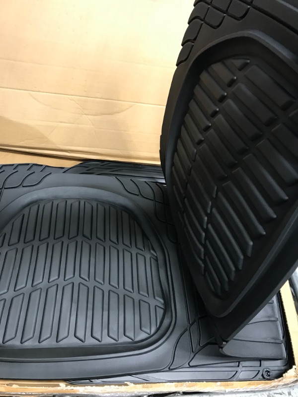 Photo 2 of Motor Trend - MT-923-BK 923-BK Black FlexTough Contour Liners-Deep Dish Heavy Duty Rubber Floor Mats for Car SUV Truck & Van-All Weather Protection, Universal Trim to Fit Full Set Black