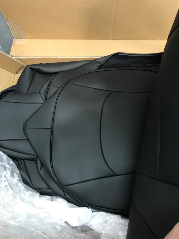 Photo 2 of Maysoo Tesla Model 3 Seat Covers Black car seat Covers Nappa Leather Car Seat Covers, for Tesla Model 3 2023 2022 - 2017 Car Interior Cover (Black-Nappa,Model 3(Full Set)) black nappa model 3(full set)