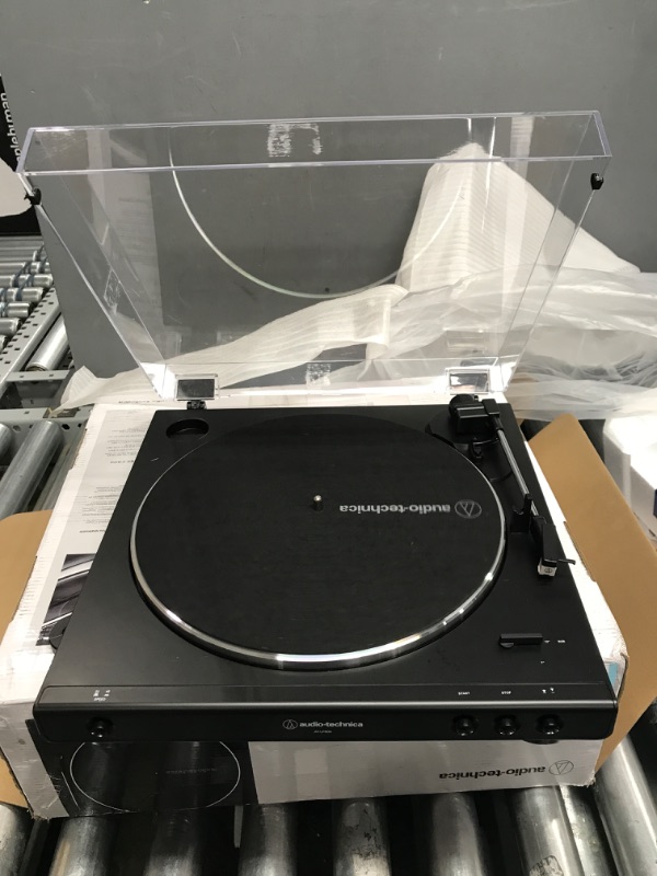 Photo 2 of Audio-Technica AT-LP60X-BK Fully Automatic Belt-Drive Stereo Turntable, Black, Hi-Fi, 2 Speed, Dust Cover, Anti-Resonance, Die-Cast Aluminum Platter (tested)