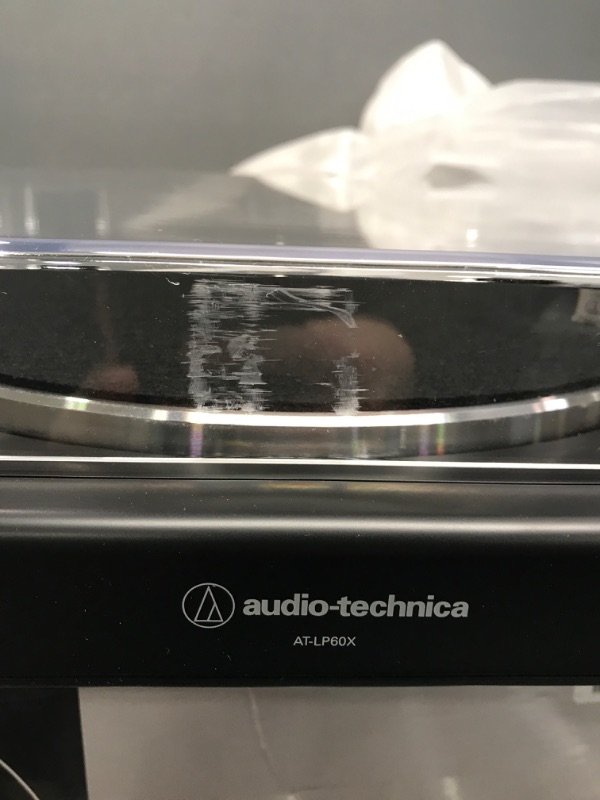 Photo 3 of Audio-Technica AT-LP60X-BK Fully Automatic Belt-Drive Stereo Turntable, Black, Hi-Fi, 2 Speed, Dust Cover, Anti-Resonance, Die-Cast Aluminum Platter (tested)