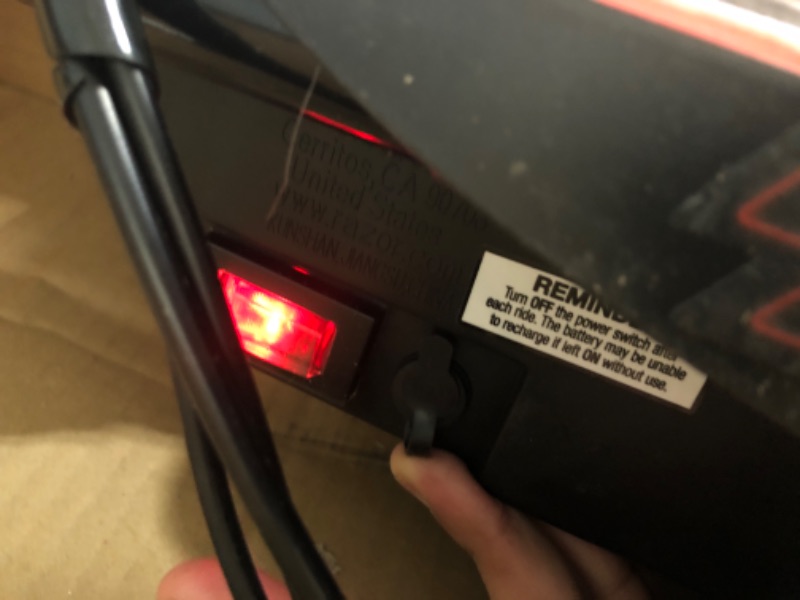 Photo 4 of ***Non functional***
Razor Power Core E90 Electric Scooter - Hub Motor, Up to 10 mph and 80 min Ride Time, for Kids 8 and Up Black/Red (Glow) Frustration-Free Packaging