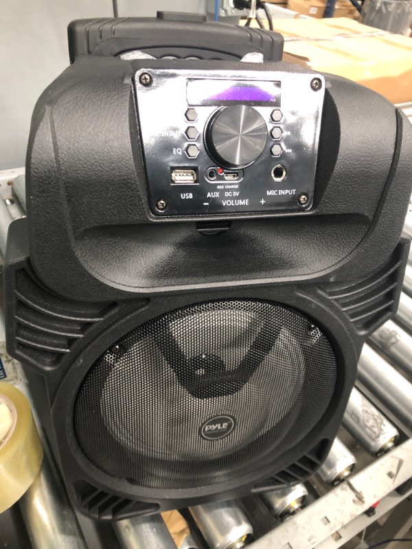 Photo 2 of 400W Portable Bluetooth PA Loudspeaker - 8” Subwoofer System, 4 Ohm/55-20kHz, USB/MP3/FM Radio/ ¼ Mic Inputs, Multi-Color LED Lights, Built-in Rechargeable Battery w/ Remote Control - Pyle PPHP844B