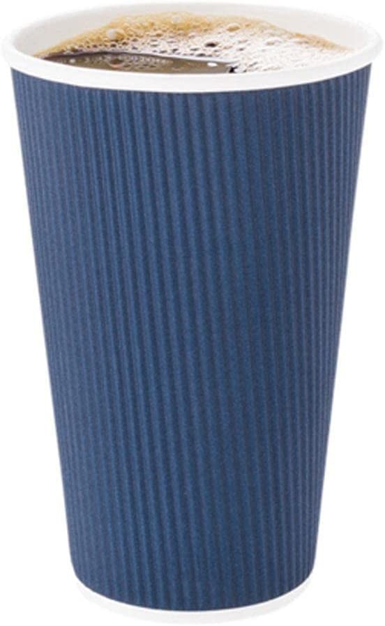 Photo 1 of 8 Ounce Paper Coffee Cups, 25 Ripple Wall Disposable Paper Cups - Leakproof, Recyclable, Midnight Blue Paper Hot Cups, Insulated, Matching Lids Sold Separately - Restaurantware
