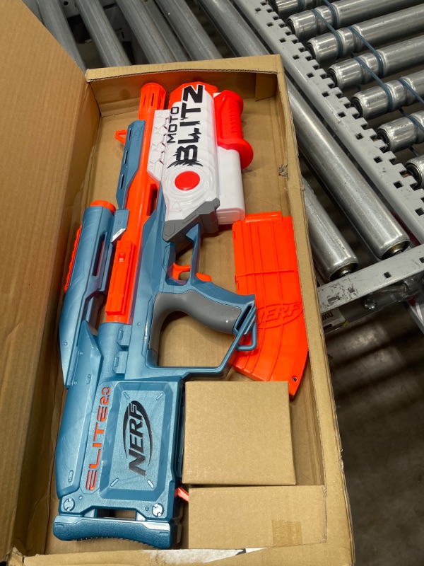 Photo 1 of NERF Elite 2.0 Motoblitz Blaster with Scope, Motorized 10-Dart Blasting, Airblitz 6 Darts, 22 Darts, Outdoor Toys for 8 Year Old Boys & Girls