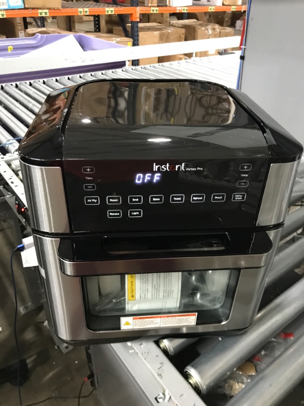 Photo 2 of (HEAVILY DAMAGED)Instant Vortex Pro Air Fryer, 10 Quart, 9-in-1 Rotisserie and Convection Oven, From the Makers of Instant Pot with EvenCrisp Technology, App With Over 100 Recipes, 1500W, Stainless Steel 10QT Vortex Pro