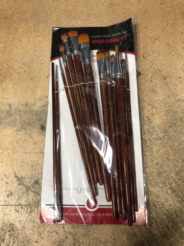 Photo 2 of DUGATO Artist Filbert Paint Brushes Set 13pcs, Soft Anti-Shedding Nylon Hair Wood Long Handle for Acrylic Oil Watercolor Gouache Paint by Numbers (13pcs)