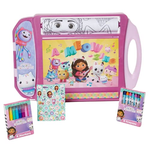 Photo 1 of Gabby’s Dollhouse Roller Art Desk Set for Kids, Travel Coloring Activity for Kids, with Crayons, Markers and Stickers 