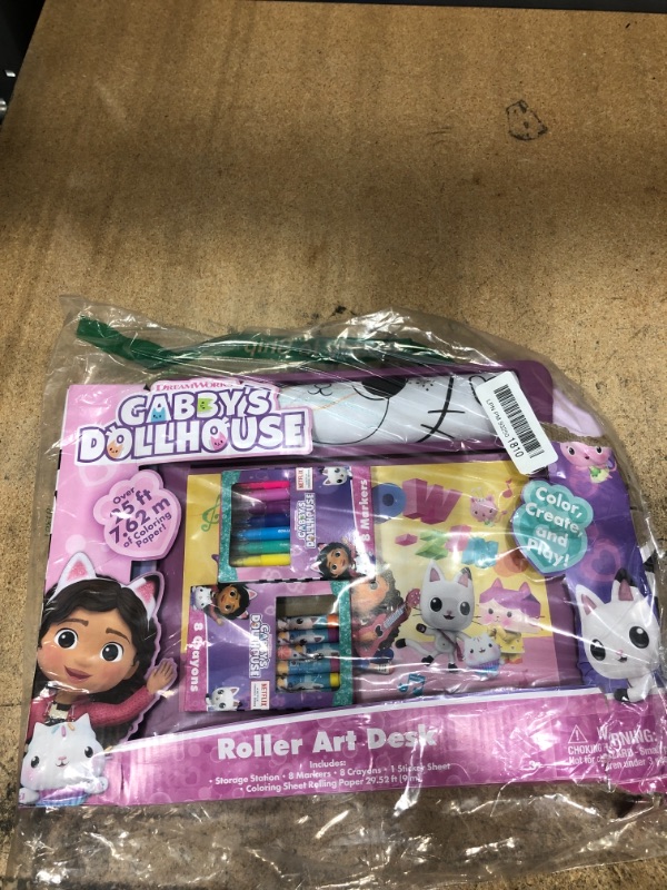 Photo 1 of Gabby’s Dollhouse Roller Art Desk Set for Kids, Travel Coloring Activity for Kids, with Crayons, Markers and Stickers 
