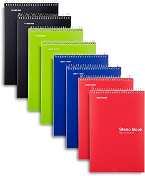 Photo 1 of Mintra Office Steno Book - (Primary Colors, 8 Pads/Pack, Narrow Ruled) - 6inx9in, 100 Sheets per pad, POLY Cover, notebook for writing notes in school, university, college, work, office