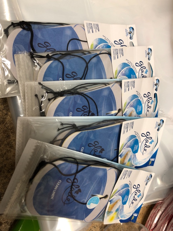 Photo 1 of 5 pack - Glade 3pk Car Hanging Paper Clean Linen Air Freshener

