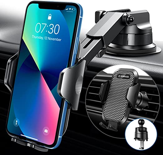 Photo 1 of [2022 Upgraded] VANMASS Car Phone Holder Mount [Newest Sturdy Hook Clip & Suction Cup] Handsfree Cell Phone Holder Car Dashboard Windshield Air Vent Stand for iPhone 13 12 11 Pro Max Samsung & Truck