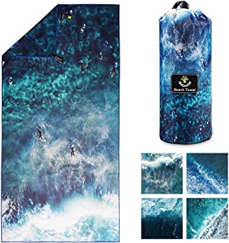 Photo 1 of 4Monster Microfiber Beach Towel Quick Dry, Super Absorbent Lightweight Towel for Swimmers, Sand Free Towel, Beach Towels for Pool, Swim, Water Sports Size L 63 x 31.5 in.