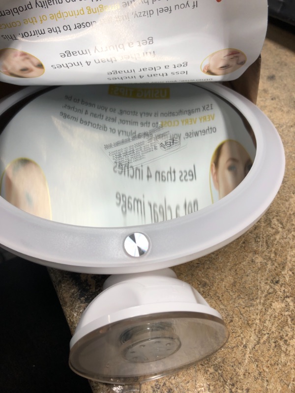 Photo 2 of 15X Lighted Magnifying Mirror with Lights - Large 8 Inch Makeup Mirrors with Suction Cups and Magnification for Bathrooom, Dual Power Supply, Adjustable Lighting, Light Up Magnified Mirror
