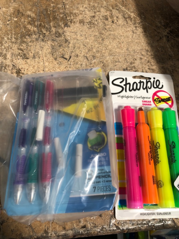 Photo 3 of Sharpie 4pk Highlighters Smear Guard Chisel Tip Multicolored, Paper Mate Clear Point 3pk #2 Mechanical Pencils with Eraser & Refill 0.7mm Assorted Colors. 