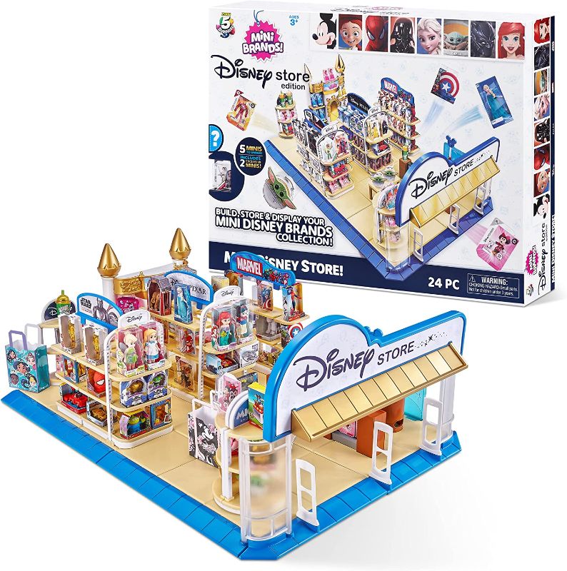 Photo 1 of 5 Surprise Disney Store Playset Series 1 by ZURU Disney Mini Brands Toy Store, Comes with 5 Exclusive Mystery Mini's, Store and Display Mini Collectibles Collection!
