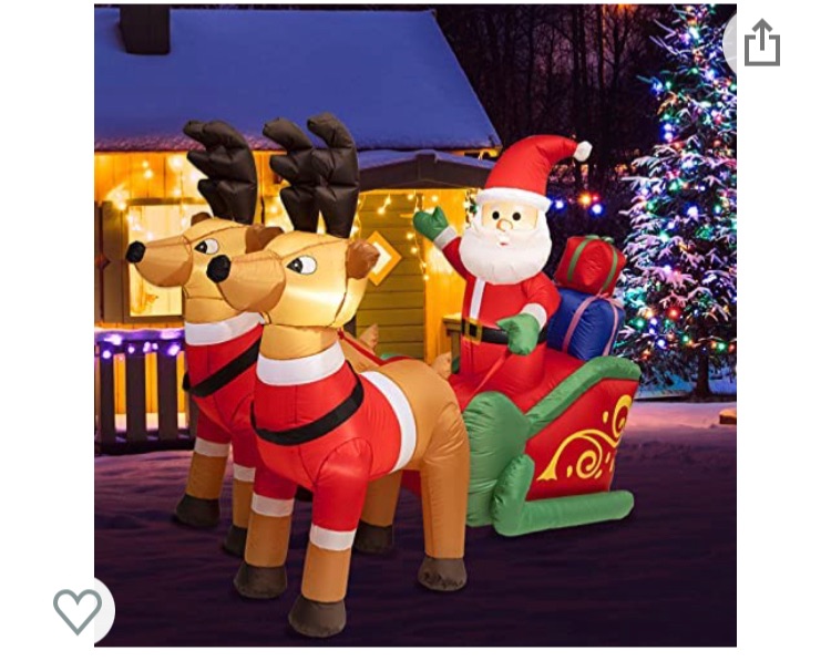 Photo 1 of 6FT Long Christmas Inflatables Outdoor Decorations, Inflatable Santa Claus on Sleigh with Reindeer & Gift Boxes, Christmas Blow up Built-in LED Lights for Yard Outdoor Party Xmas Holiday Décor
 

 
 
