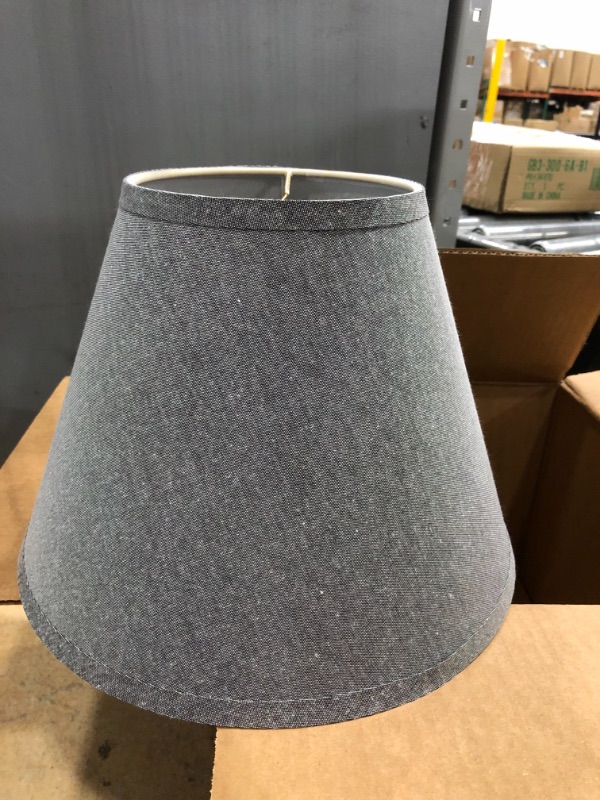 Photo 2 of Aspen Creative 32625 Transitional Hardback Empire Shaped Spider Construction Lamp Shade in Grey, 12" Wide (6" x 12" x 9")