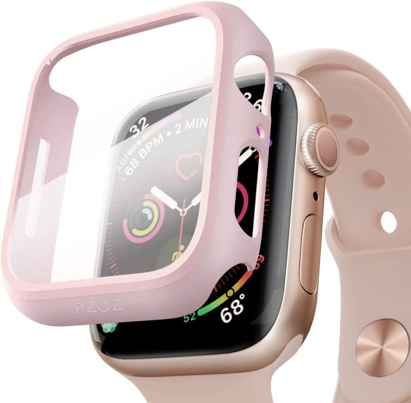 Photo 1 of 2- pzoz Compatible for Apple Watch Series SE2 /6 /5 /4 /SE 40mm Case with Screen Protector Accessories Slim Guard Thin Bumper Full Coverage Matte Hard Cover Defense Edge for iWatch Women Men GPS (Pink)

