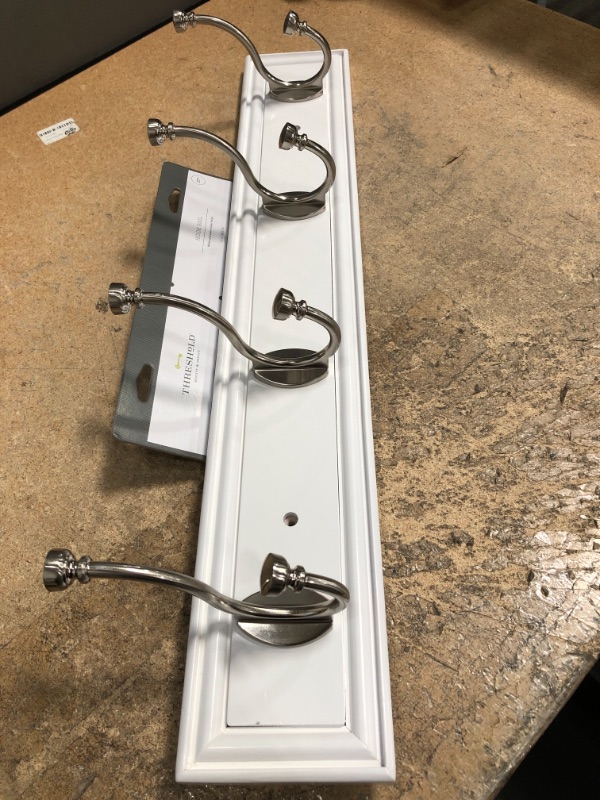 Photo 1 of 27" Hook Rail Elegant - White/Satin Nickel - Threshold