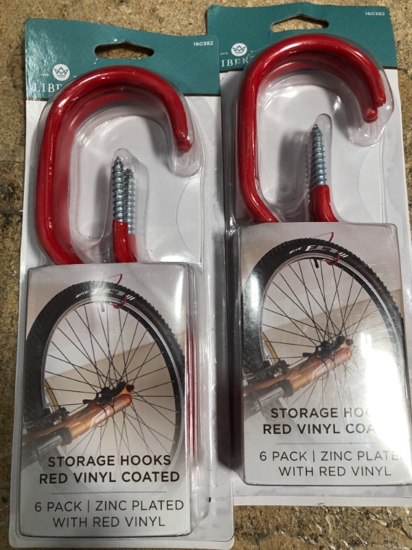 Photo 2 of 2- Arrow 6pk Vinyl Storage Hooks Red