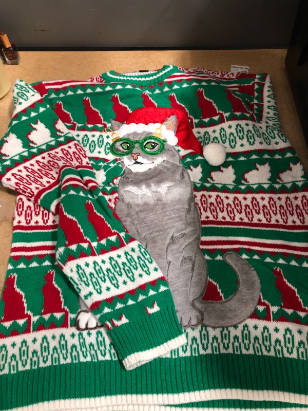 Photo 2 of Blizzard Bay Men's Ugly Christmas Sweater Cat L