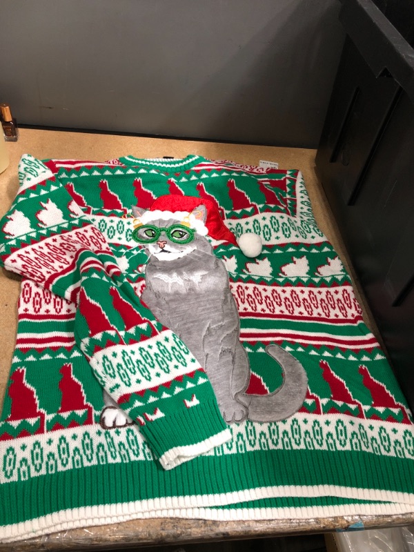 Photo 2 of Blizzard Bay Men's Ugly Christmas Sweater Cat L