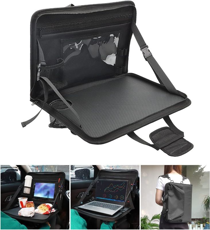 Photo 1 of Steering Wheel Tray, Car Back Seat Desk, Multifunction Car Laptop Desk with Cup, Car Work Table Holders for Truck Driver, Commuters, Kids, Family