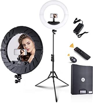 Photo 1 of JJ JIANJIN Ring Light Kit:18Inch Outer 11.8Inch Inner 55W6700k Dimmable LED Light , Tripod Stand, Remote Controller,Box for Camera,Smartphone,YouTube,TikTok,Self-Portrait Shooting,CRI90,Black
