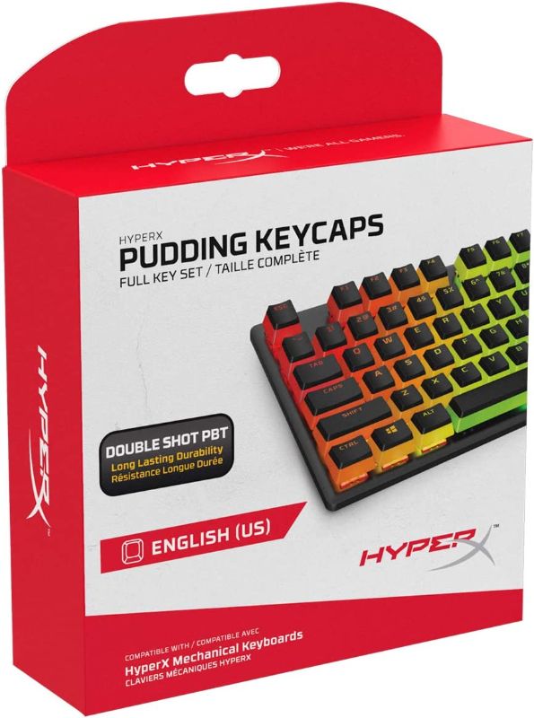 Photo 1 of HyperX Pudding Keycaps - Double Shot PBT Keycap Set with Translucent Layer, for Mechanical Keyboards, Full 104 Key Set, OEM Profile, English (US) Layout - Black
