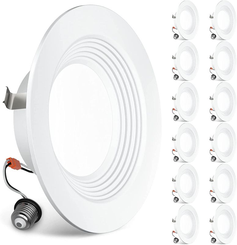 Photo 1 of Bbounder 12 Pack 4 Inch LED Can Lights Retrofit Recessed Downlight, Baffle Trim, Dimmable, 8.5W=60W, 3000K Warm White, 650 LM, Damp Rated - UL Listed
