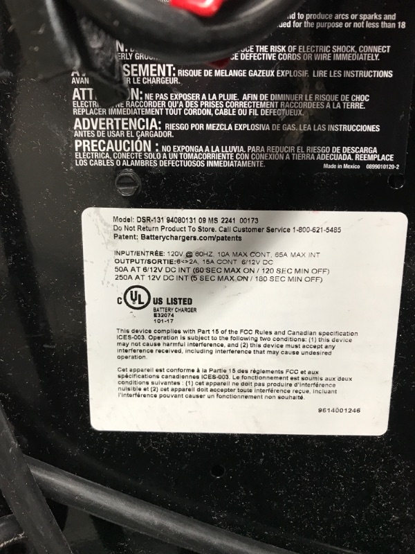 Photo 6 of ***TESTED POWERS ON*** Schumacher DSR131 DSR ProSeries 250 Amp(12V) 125 Amp(6V) 50 Amp 6V/12V Fully Automatic Pro Smart Battery Charger with Engine Starter, Boost, and Maintainer for Automotive Shop/Dealer Use