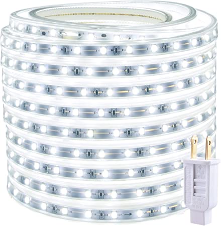 Photo 1 of 50ft Rope Lights Outdoor Waterproof White LED Strip Light Indoor Connectable Flexible 900 LEDs 6000K 110V Plug-in Decorative Tape Lighting for Patio Deck Bedroom Kitchen
