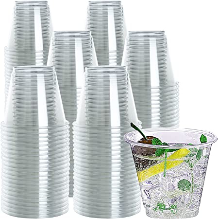 Photo 1 of 300 Count 9 Oz Clear Plastic Cups, Premium PET Crystal Clear Cups for Party Wedding, 9oz Plastic Cup Disposable Cold Drink Cup for Cocktail Champagne Mocktail Sparkling Wine Whisky Beer Juice Smoothie
