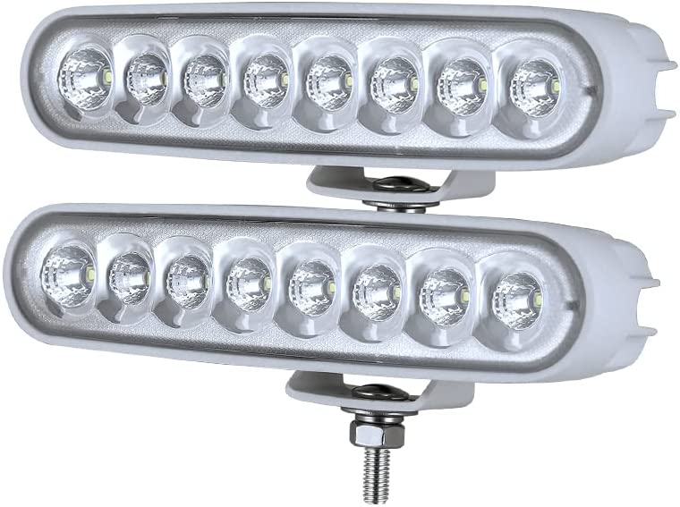 Photo 1 of Led Boat Lights, BIGLIONX 6.5 inch Flood LED Light Bar 2 pc 80W 8600LMS Slim Led Deck Dock Marine Light Lamp 