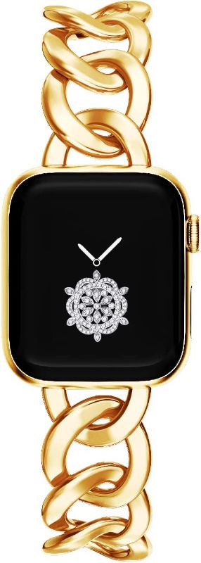 Photo 1 of Kolgios 38/40/41mm Gold Cool Women Chain Metal Smartwatch Bands Compatible for Apple Watch Bands Series 7/6/SE/5/4 Adjustment Replacement Watch Bracelet for Iwatch 7/6/5/4/3/2/1