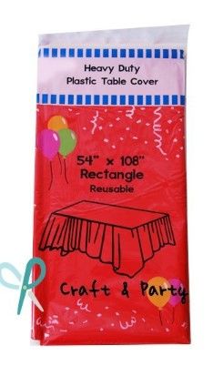 Photo 1 of (6-pack) Heavy Duty Plastic Table Covers Tablecloth 54" X 108" Red