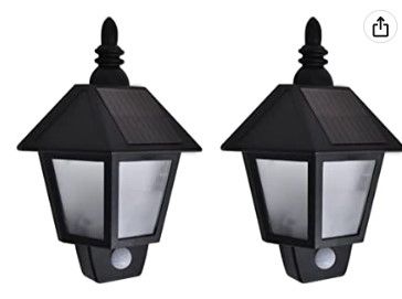 Photo 1 of 2 Pack Solar Wall Lamp with Motion Sensor Garden Outdoor Path Lighting